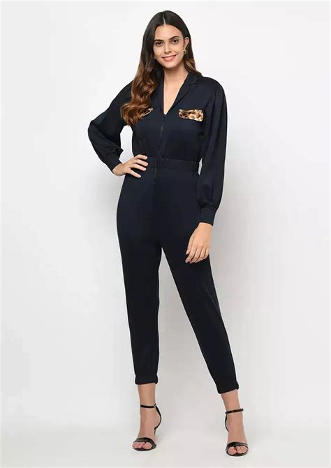 Blue Front Zipper Jogger Fit Jumpsuit – IKI CHIC