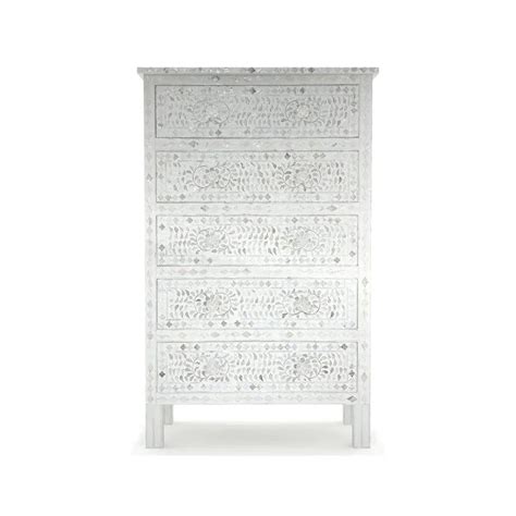 Buy Jodha Iris Big Chest of Drawers - White Mother of Pearl online