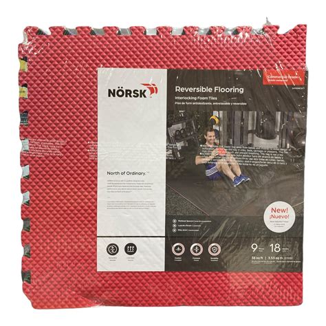 Norsk 25" x 25" Commercial Grade Reversible Floor Mats, 9 Tile Pieces ...