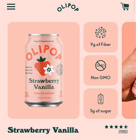 OLIPOP Prebiotic Soda Pop, Strawberry Vanilla, Prebiotics, Botanicals ...