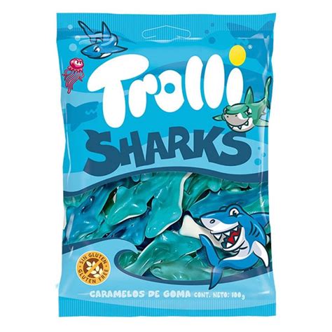 Trolli Gummy Sharks 12 x 100g | Baby shower sweets, Gummies, Nestle ...