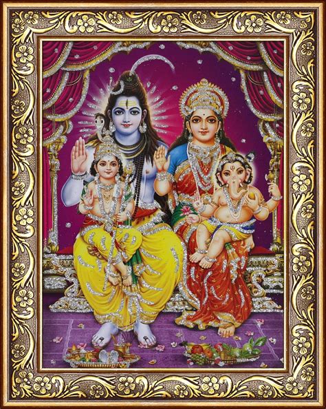Buy Avercart Lord Shiva with Parvati Ganesh and Kartikey Poster 5x7 ...