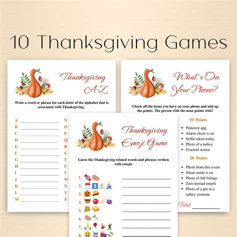 10 Printable Thanksgiving Party Games: Friendsgiving Games DOWNLOAD - Etsy