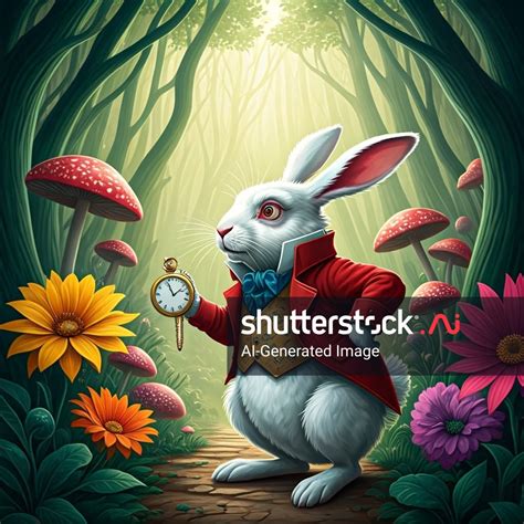 Rabbit Alice Wonderland Clock AI-generated image 2527587519 | Shutterstock