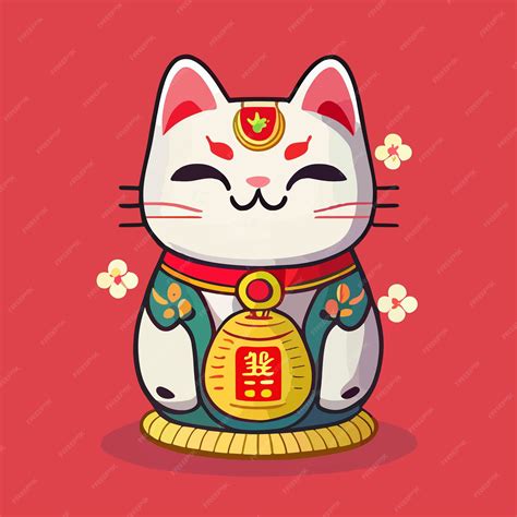 Premium Vector | Lucky cat flat design vector art lucky cat icon chinese