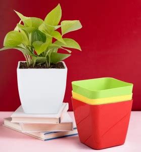 TIED RIBBONS Plastic Flower Vase Pot Planter for Home Office Living ...