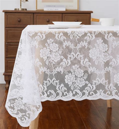 Amazon.com: Warm Home Designs Wedding Tablecloth. 60 x 144 White Lace ...