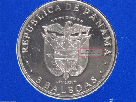 1970 Republic Of Panama Five Balboas Sterling Silver Proof Coin S1446