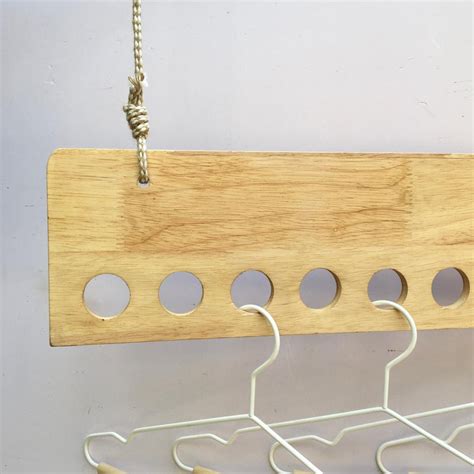 Ceiling Rope Hanging Wooden Clothes Hanger Rack By Miza – PeelOrange.com