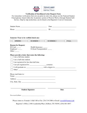 Fillable Online Verification of Enrollment Request Form Fax Email Print ...