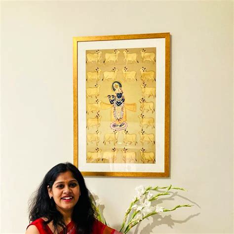 Shrinath Ji (Shri Krishna) with Cows Gold Pichwai Art Painting ...