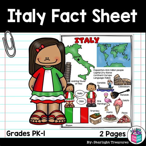 Italy Fact Sheet for Early Readers - Classful