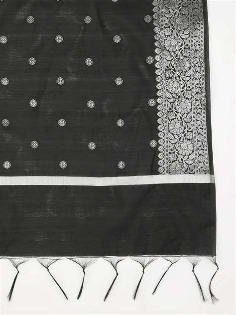 Banarasi Silk Dupatta with Silver Border – Dupatta Bazaar