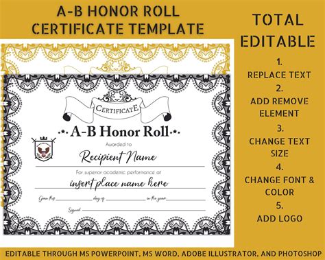 Certificate of Completion AB Honor Role, Black AB Honor Roll ...