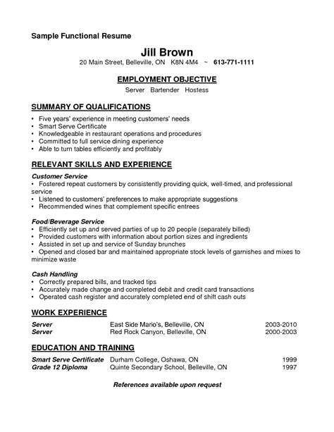 Sample Of Resume for Waitress Position Sample Resume for Cocktail ...