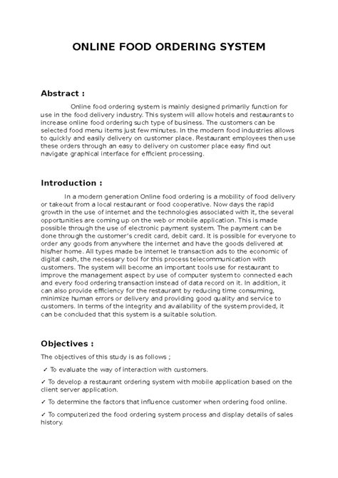 Online FOOD Ordering System - ONLINE FOOD ORDERING SYSTEM Abstract ...