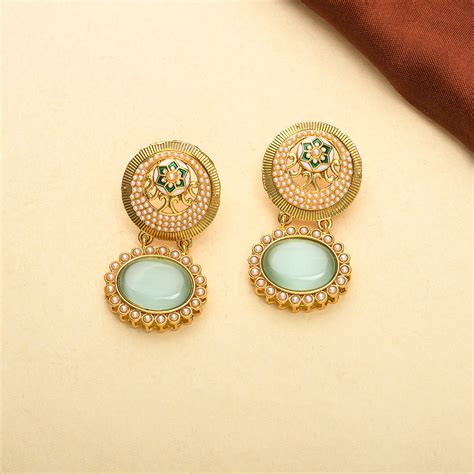 Cluster Setting Faux Pearls Brass Yellow Gold Plated Drop Earrings – VOYLLA
