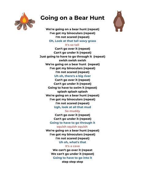 Going on a Bear Hunt Lyrics Printable | All FREE Printables