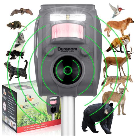 Amazon.com: DURANOM Ultrasonic Deer Repellent Outdoor Device Solar ...