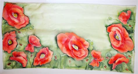 Buy Hand Painted Silk Scarf With Poppies. Hand Painted Big Long Online ...