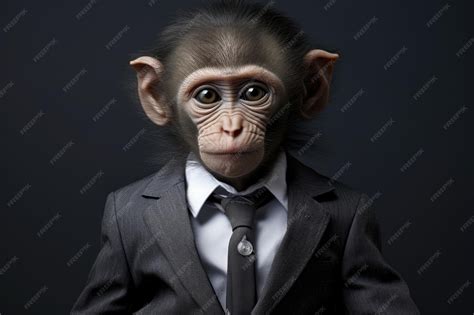 Premium Photo | Monkey in a business suit with a serious expression