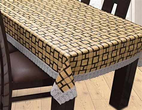 Yellow Weaves PVC Floral Waterproof Rectangular 6 Seater Dining Table ...
