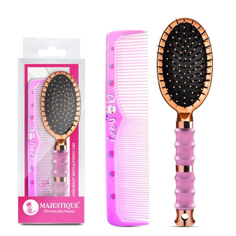 Buy Majestique Premium Oval Hair Brush With Comb (Set of 2) Online