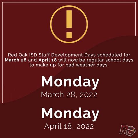 Red Oak ISD Converts Two Staff Development Days Into School Days