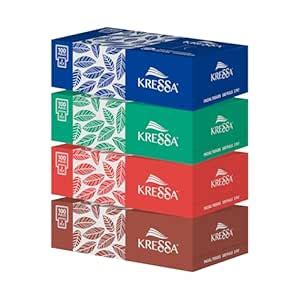 Kressa 2 Ply Facial Tissue | Car Tissue Box | 4 Boxes 100 Pulls Per Box ...