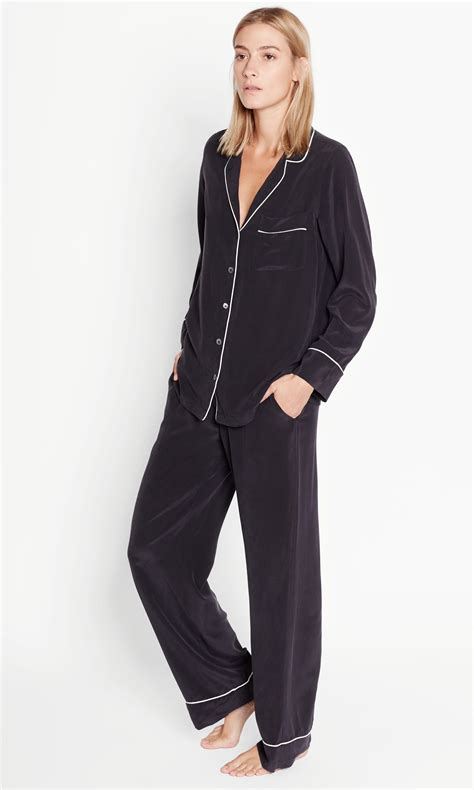Equipment Lillian Washed-silk Pajama Set In True Black | ModeSens ...