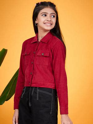 Shop Girls Corduroy Tailored Jacket (jk-burgundy) Online