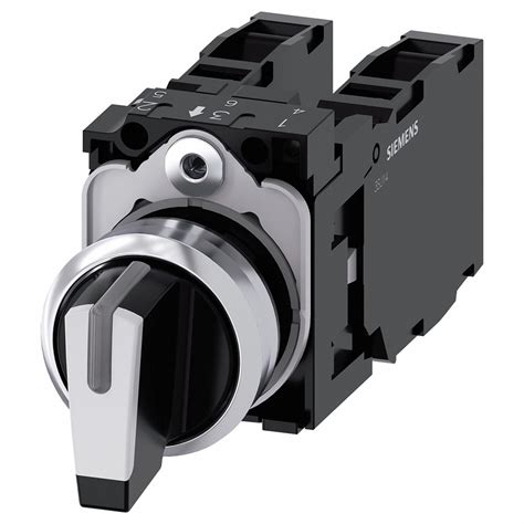 SIEMENS, 22 mm Panel Mounting Size, 3 Positions, Selector Switch ...