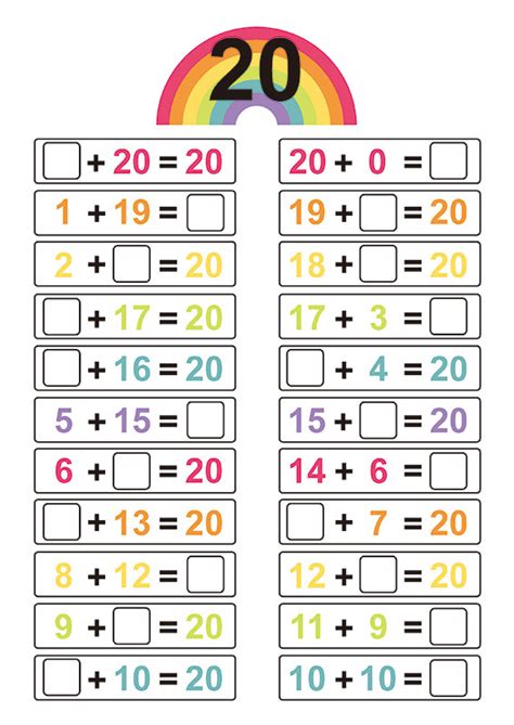 Free Printable Number Bonds for 20 | Creative Center