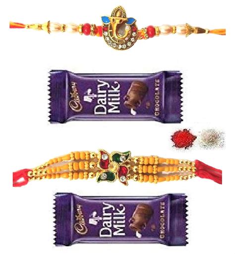 Lord Ganesh Rakhi and Swastika Two 2 Family rakshabandhan Rakhi Combo ...