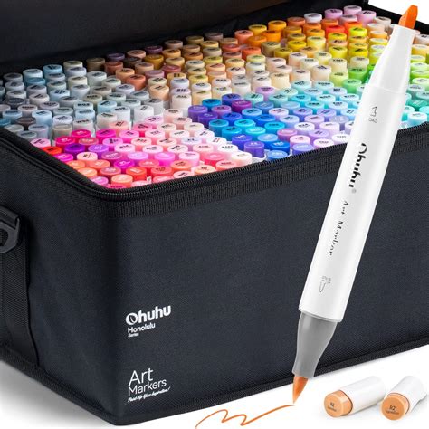 Ohuhu Alcohol Bruah Markers Set - 320-color Double Tipped Brush ...