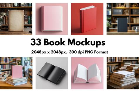33 Book Mockups - PNG Format - Etsy