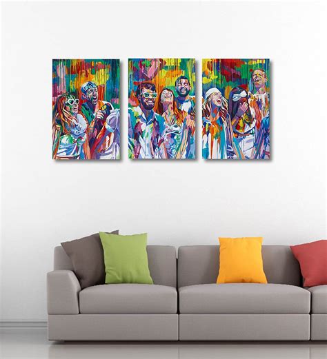 Tallenge - People in The Colorful Rain - 3 Panels Ready to Hang Vinyl ...