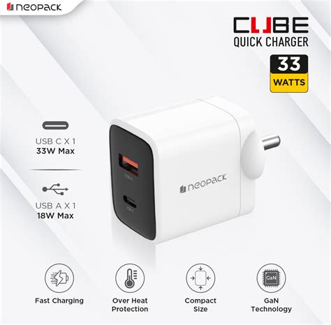 Dual Port USB-C & A 33W Fast Charging GAN Adapter for Smartphones / iP ...