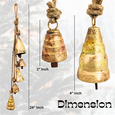 Handmade Vintage Decorative Cow Bell with Jute Hanging Rope, Set of 3 ...