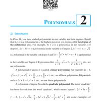 NCERT Textbook - Polynomials - Mathematics (Maths) Class 10 PDF Download