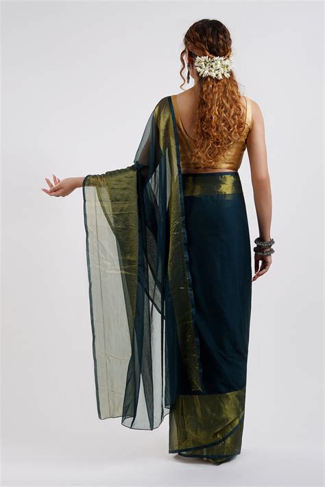 Teejh Sanah Blue Chiffon Ready to Drape Saree