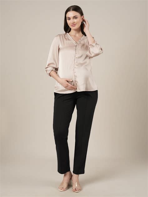 Black Maternity Pintuck Tapered Fit Pants