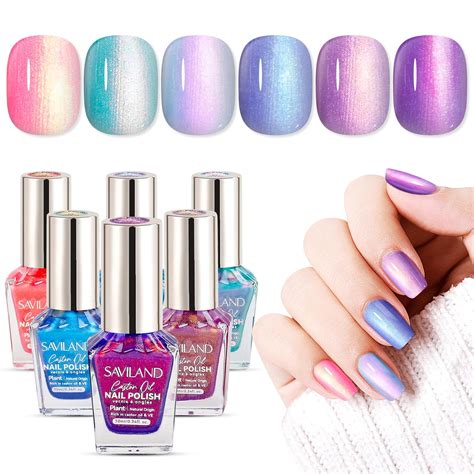 Amazon.com : SAVILAND 6pcs Ombre Nail Polish Sets: Charm Pink Blue Gold Purple Pearl Summer ...