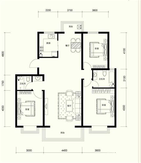 三室一厅房子设计平面图_土巴兔装修效果图