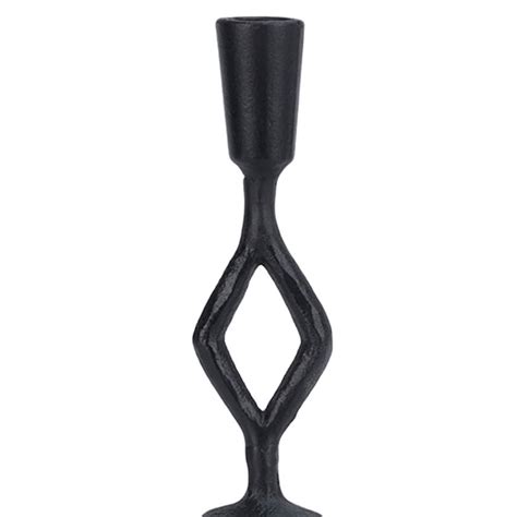 Black Patterned Stem Metal Taper Candle Holder, 18"