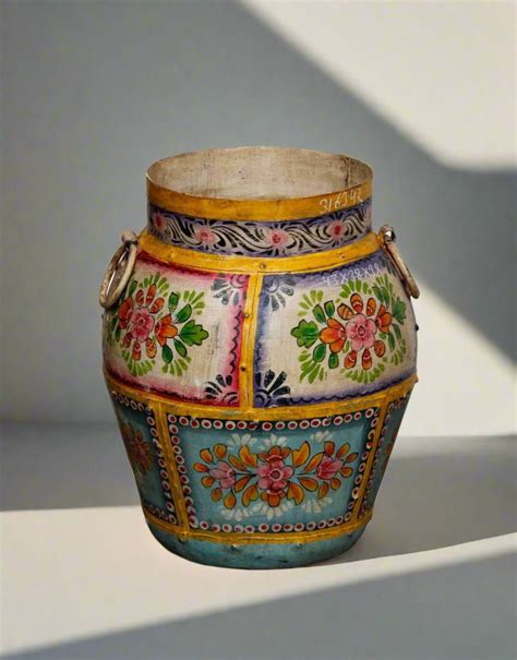 Iron Floral Painted Planter
