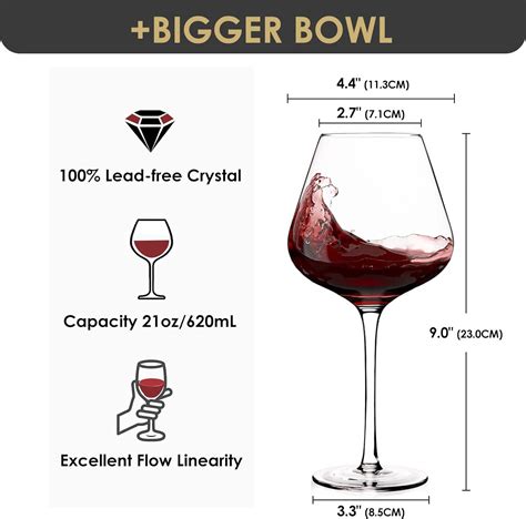 Buy Hand Blown Italian Style Crystal Burgundy Wine Glasses - Lead-Free ...