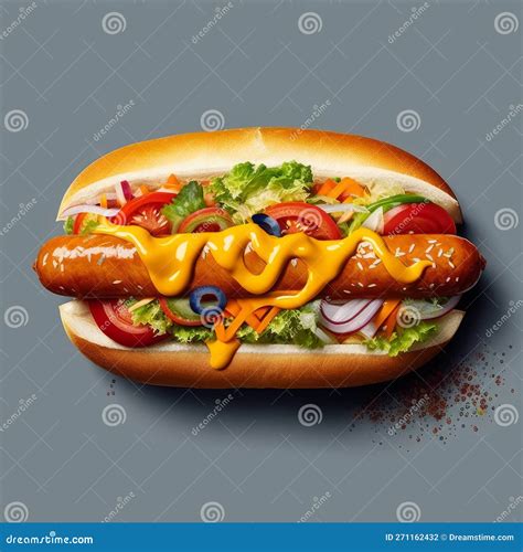 Hot and Juicy Hot Dog Perfection. AI Generative. Stock Illustration ...