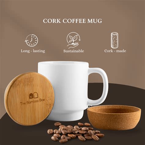 Cork Coffee Mug – Porcelain with Bamboo Lid - The Bamboo Bae