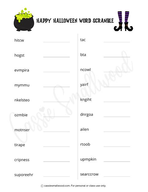 6 FUN Halloween Word Scrambles (With Answers!) - Cassie Smallwood